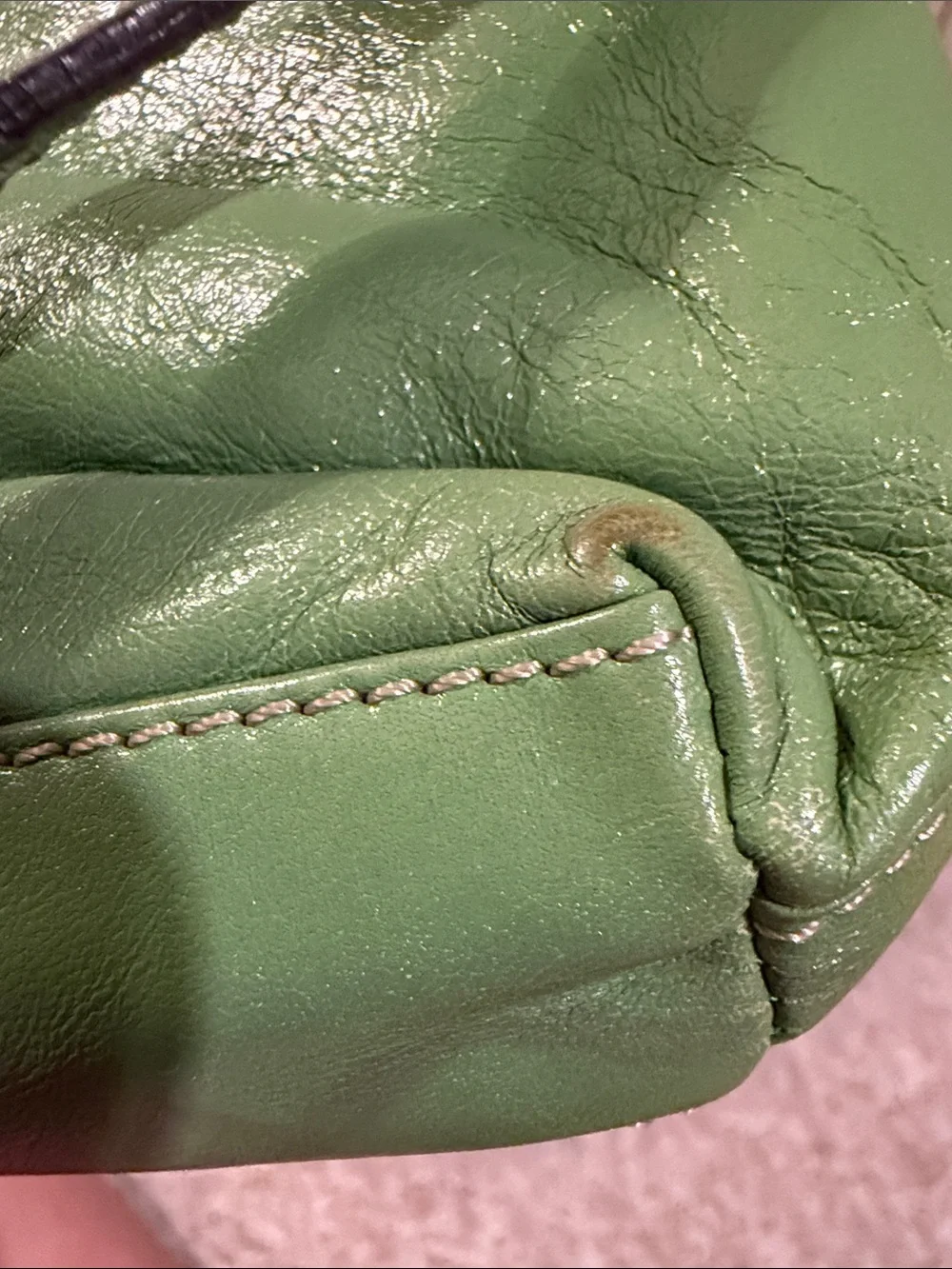 kate spade Vintage Green Leather Shoulder Bag with Gold Hardware